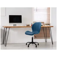 fauteuil de bureau billy avec pieds noirs - bleu pétrole