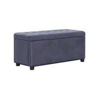 banquette pouf tabouret meuble pouf de rangement 87 cm gris synthétique daim helloshop26 3002129