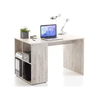 bureau avec étagères  bureau d'ordinateur bureau informatique latérales 117x73x75 cm chêne sable meuble pro frco17346