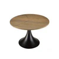 james - table d'appoint 65x65cm plateau en manguier pied évasé noir mat