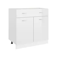 armoire de plancher, meuble bas cuisine, armoire rangement de cuisine blanc brillant 80x46x81,5 cm aggloméré pewv71140 meuble pro