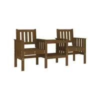 vidaxl banc de jardin avec table 2 places brun miel bois massif de pin