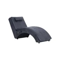 fauteuil scandinave chaise longue de massage avec oreiller charge 110 kg gris similicuir daim ,142x55x73cm