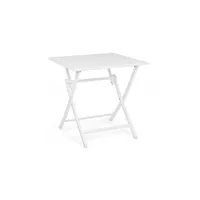 table d'extérieur pliante en aluminium blanc elin 70x70x h71 cm