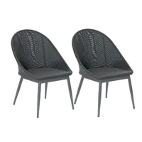 lot de 2 fauteuils de jardin en aluminium avec coussin gris fuerte ventura - jardiline