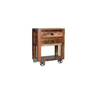 table de chevet 2 tiroirs bois, fer marron 60x30x80cm - bois-fer - décoration d'autrefois