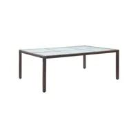 table à manger de jardin table à dîner  marron 200x150x74 cm résine tressée meuble pro frco55625