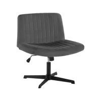 chaise de bureau en velours,fauteuil relax sans roulettes,pivotant,hauteur réglable,gris foncé