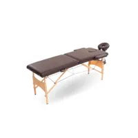 table de massage pliante 2 zones bois portable tdm102 marron de yoghi