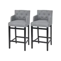 lot de deux tabourets de bar design chaise siège tissu gris clair helloshop26 1202157