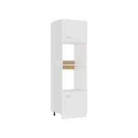 armoire à micro-ondes, meuble bas cuisine, armoire rangement de cuisine blanc 60x57x207 cm aggloméré pewv39292 meuble pro