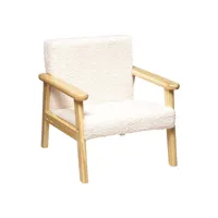 fauteuil enfant en bois coloris blanc et naturel - longueur 43 x profondeur 43 x hauteur 46 cm