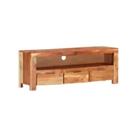 meuble tv  banc tv armoire de rangement 110x30x40 cm bois d'acacia massif meuble pro frco86265