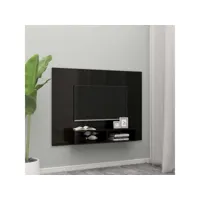 meuble tv mural noir brillant 135x23,5x90 cm