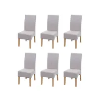 lot de 6 chaises de salle à manger latina, chaise de cuisine, tissutextile ~ crème beige, pieds clairs