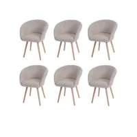 6x chaise de salle à manger malmö t633, fauteuil, design rétro des années 50 ~ tissu, crème/gris