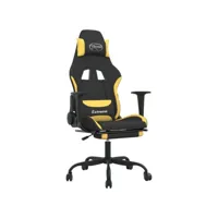 fauteuil gamer - chaise gaming - chaise de bureau ergonomique avec repose-pied noir et jaune tissu pwfn82358