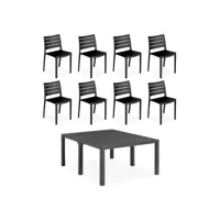 table de jardin modulable 3 en 1 résine de synthèse + 8 chaises empilables