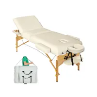 tectake table de massage portable pliante à 3 zones rembourrage de 7,5 cm, largeur 70 cm avec cadre en bois 404375