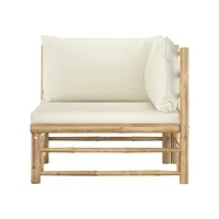 vidaxl canapé d'angle de jardin avec coussins blanc  bambou