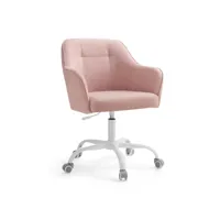 chaise de bureau, fauteuil ergonomique, siège pivotant, réglable en hauteur, capacité de charge 110 kg, cadre en acier, tissu en coton-lin respirant, pour bureau, chambre, rose