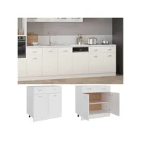 armoire de plancher à tiroir, meuble bas cuisine, armoire rangement de cuisine blanc 80x46x81,5 cm aggloméré pewv49669 meuble pro