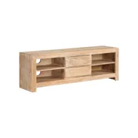 meuble tv  banc tv armoire de rangement bois d'acacia massif 120 x 30 x 40 cm marron clair meuble pro frco72689