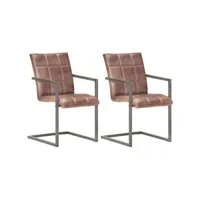 moderne chaises de cuisines, chaises à manger cantilever lot de 2 marron cuir véritable best00008685673-vd-confoma-chaise-m07-1103