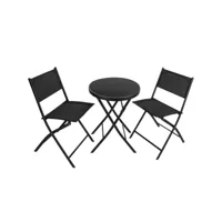 ensemble table et chaises de jardin noir helloshop26 2208283