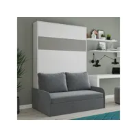 armoire lit escamotable bermudes sofa blanc bandeau gris canapé gris 140*200 cm 20100996213