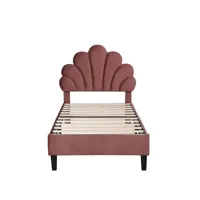 lit adulte lit simple capitonnés 90 x 200 cm avec tête de lit en forme de fleur pour adultes et enfants rouge velours