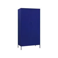 garde-robe, penderie, armoire de vêtements bleu marine 90x50x180 cm acier pewv12573 meuble pro