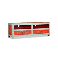 meuble tv  banc tv armoire de rangement bois de manguier massif peint à la main meuble pro frco53329
