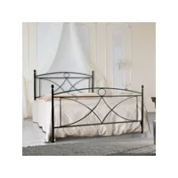lit double en fer avec pied de lit noir alice 166x208x h128 cm