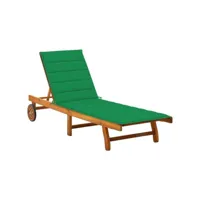 transat chaise longue bain de soleil lit de jardin terrasse meuble d'extérieur avec coussin bois d'acacia solide helloshop26 02_0012353