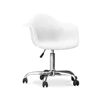 chaise de bureau avec accoudoirs - chaise de bureau pivotante avec roulettes - grev blanc