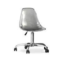 chaise de bureau à roulettes transparentes - chaise de bureau pivotante - lucy gris transparent