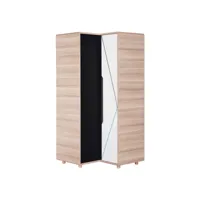 armoire d'angle 2 portes evolve bois blanc et noir