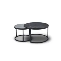lucia - lot de 2 tables basses rondes gigognes effet marbre pieds en métal noir lucia-2-noi-bla