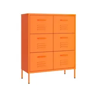 armoire de rangement, armoire à tiroirs orange 80x35x101,5 cm acier pks77535 meuble pro