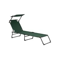 bain de soleil transat chaise longue pliable avec pare-soleil acier pvc polyester 187 cm gris clair helloshop26 03_0000988
