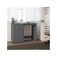 bureau informatique table de bureau - gris 95x50x75 cm bois massif de pin meuble pro frco81673