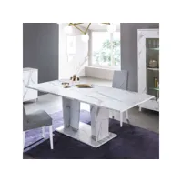 table de repas 180-225 cm marbre blanc brillant - carrare - l 180-225 x l 100 x h 76 cm