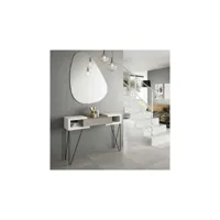 console + miroir bois blanc-chêne clair - soldia n°2 - l 110 x l 29 x h 77.6 cm - neuf