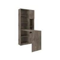 bureau avec étagères et armoire de rangement marron grisé polaz 125cm