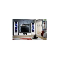 ensemble meuble tv mural galina c avec led 320x190x45 cm - corps noir mat/ front noir et blanc de haute brillance 24 zw gc