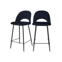chaise de bar mi-hauteur pénélope noire 65 cm (lot de 2)