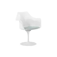 chaise de salle à manger avec accoudoirs - chaise pivotante blanche -tulipan gris clair