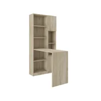 bureau avec étagères et armoire de rangement bois clair sonoma polaz 125cm