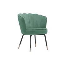 fauteuil callista en velours vert avec pieds noir et doré